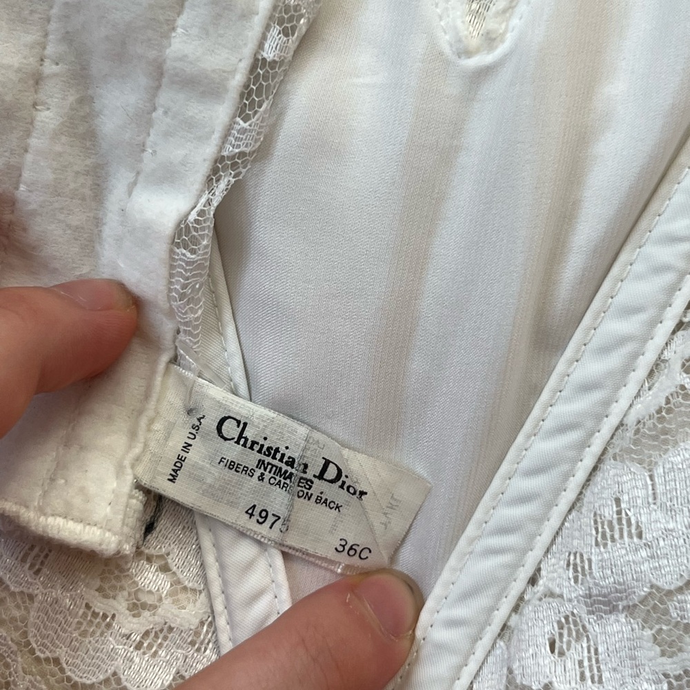 vintage christian dior white strapless corset bustier with lace and satin detail - Picture 5 of 7